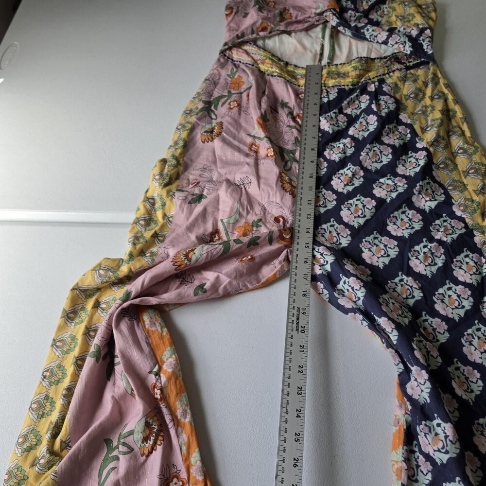 Floral Patchwork Wide-Leg Jumpsuit in Pink, Navy & Yellow - Picture 7 of 14